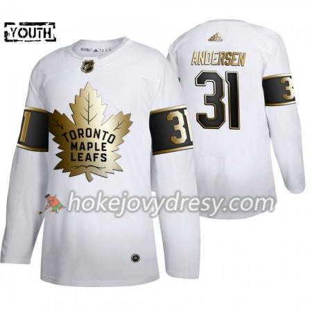 Dětské Hokejový Dres Toronto Maple Leafs Frederik Andersen 31 Adidas 2019-2020 Golden Edition Bílá Authentic